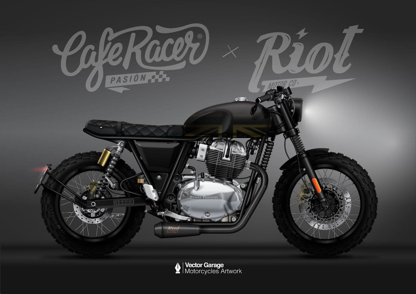 Royal Enfield Interceptor GT 650 Riot Motor Co. Black Exhaust Slip-Ons