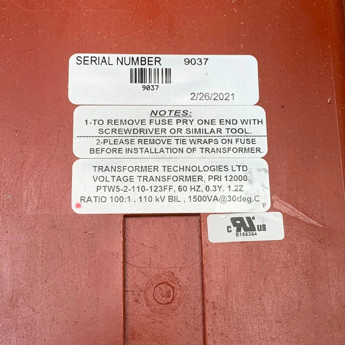 Ptw5-2-110-123ff Voltage Potential Transformer 1500 Va