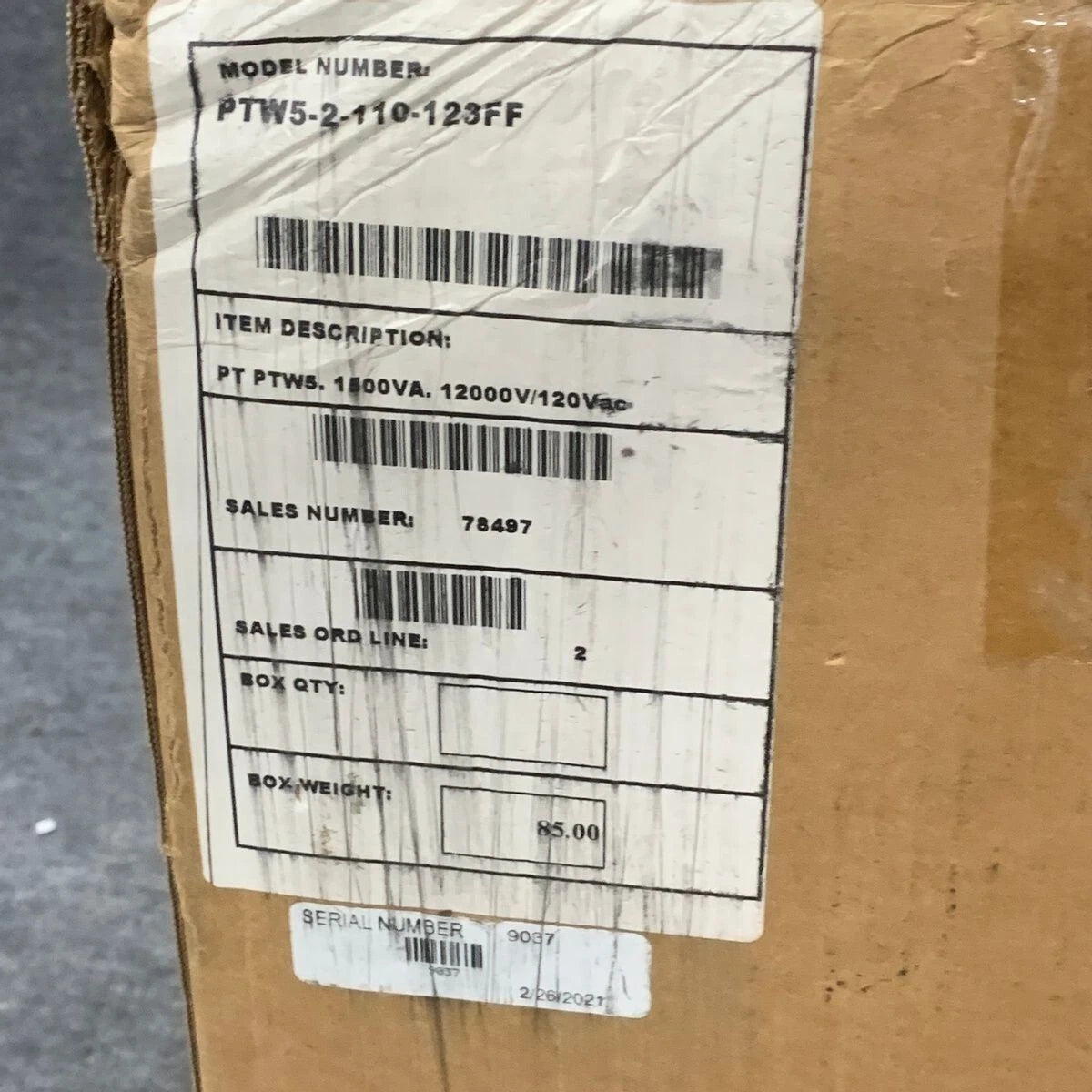 Ptw5-2-110-123ff Voltage Potential Transformer 1500 Va