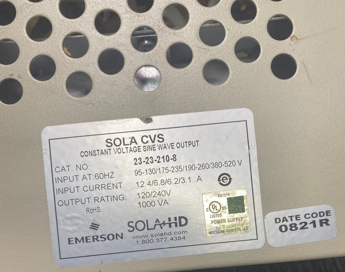 EMERSON SOLA HD 23-23-210-8 TRANSFORMER, POWER PROTECTION CONSTANT VOLTAGE POWER