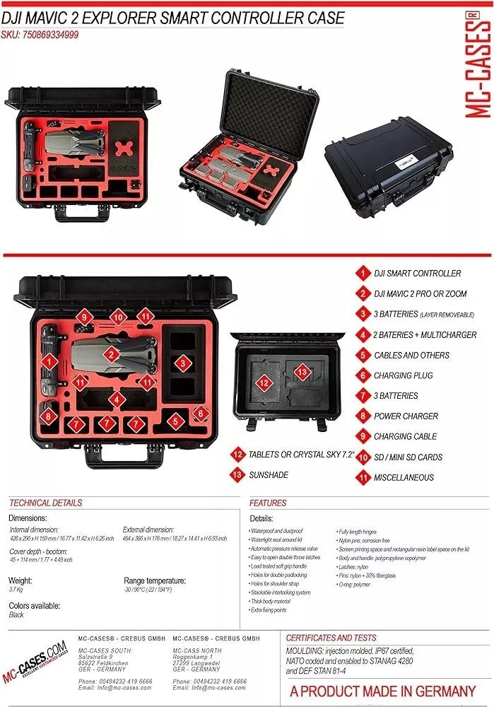 mc-cases® Carrying Case for DJI Mavic 2 Pro or Zoom and DJI Smart Controller