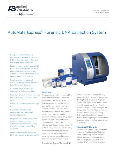 The Applied Biosystems AutoMate Express Forensic DNA Extraction System