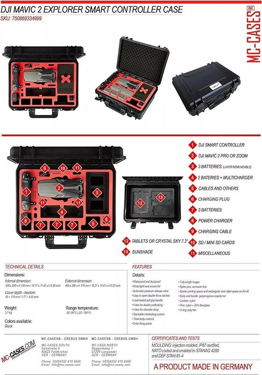 mc-cases® Carrying Case for DJI Mavic 2 Pro or Zoom and DJI Smart Controller